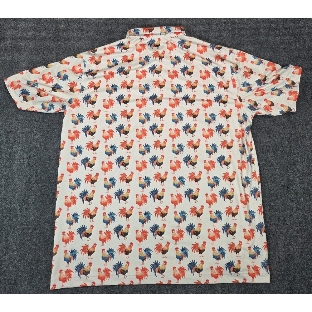 Waggle Polo Shirt Mens XXL Roosters Orange Beige Golf - Picture 5 of 6